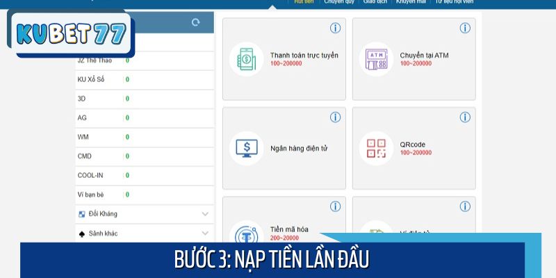 Nạp tiền ngay để được tham gia nhận gói ưu đãi chào mừng từ hệ thống