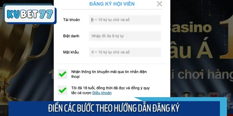 Điền thông tin theo hướng dẫn đăng ký