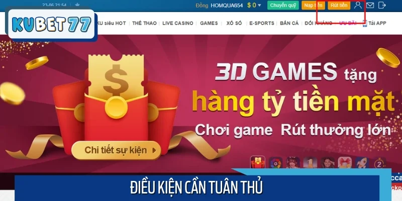 Những điều kiện rút tiền quan trọng người chơi cần tuân thủ