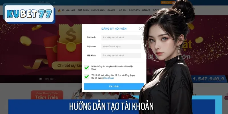 Chỉ mất khoảng 1 phút, bạn đã có thể tạo cho mình một tài khoản Kubet77